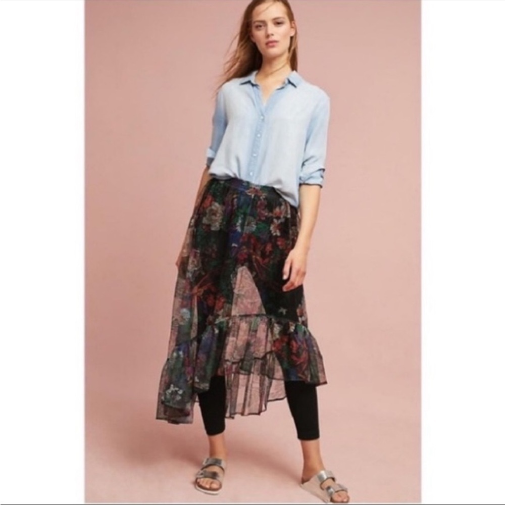 Anthropology Maeve Meena layered skirted leggings